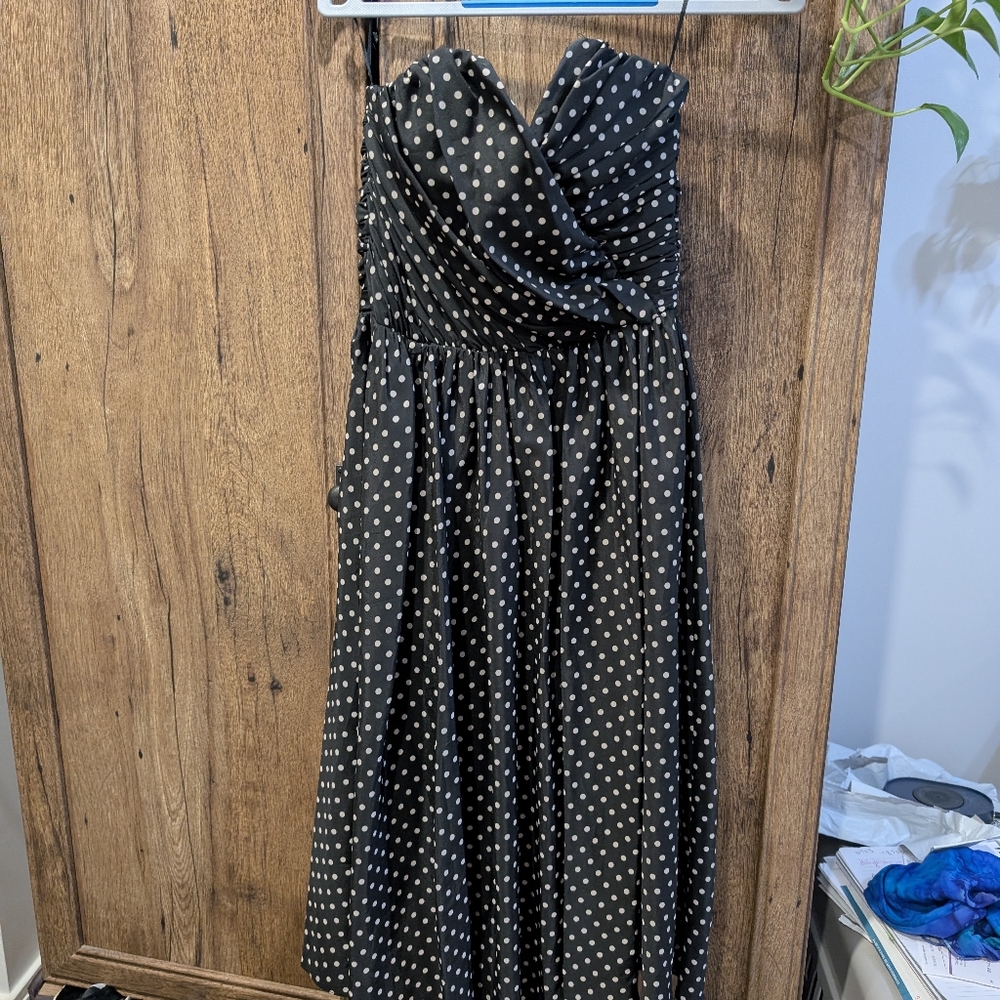 Nwot ASOS Black Strapless Polka Dot Dress